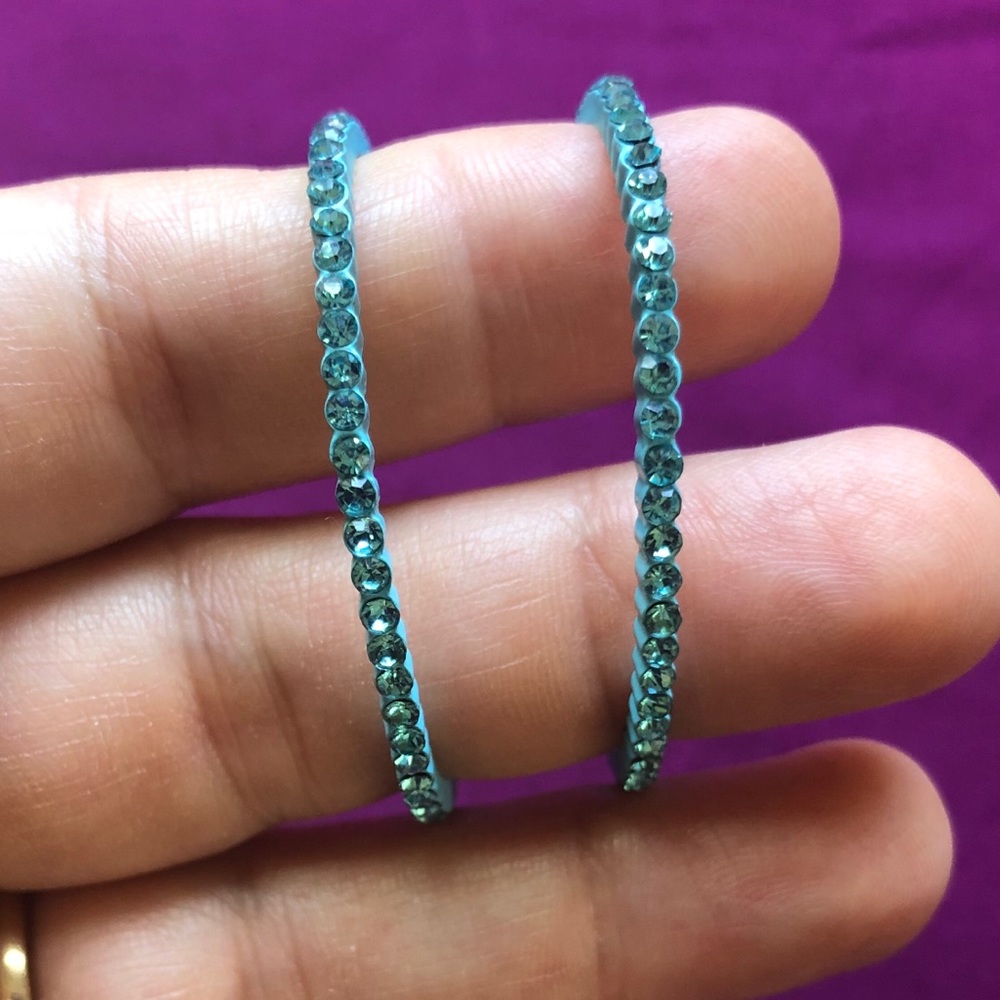Large Aqua Hoop Earrings